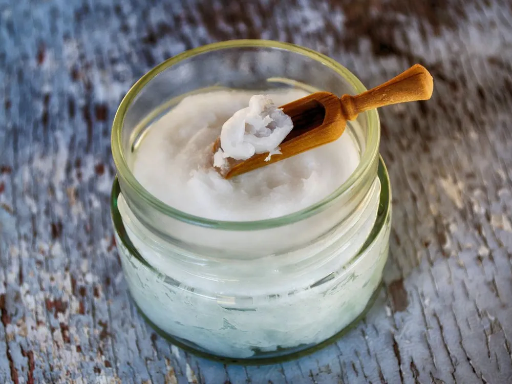 Coconut oil in a glass jar